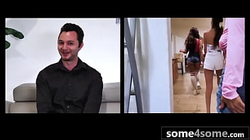 Three hotties found bachelor's fetish stash and took him for a wild ride