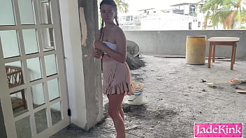 Exhibitionist couple getting kinky and fucking outdoor