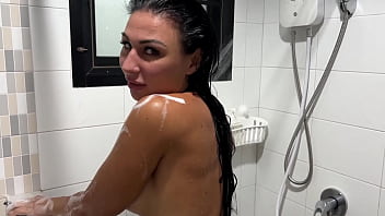 Naughty step sister gets creamed in the shower and