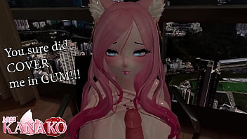 I bounce and beg for more of your cum catgirl gets covered in cum