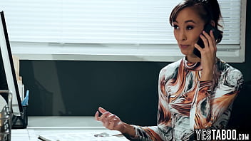 Desperate asian milf teacher gets pounded and bred by a big dick stud in her office