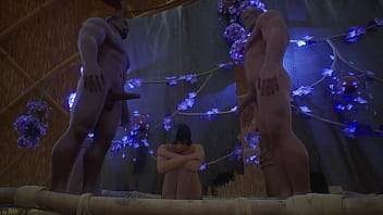 Wild life 3d two big men stuff a small girl in her ass