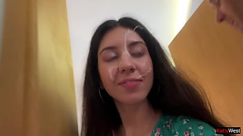 Hottie lost the game and had to walk with cum on her face cumwalk