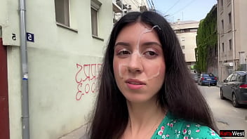 Hottie lost the game and had to walk with cum on her face cumwalk