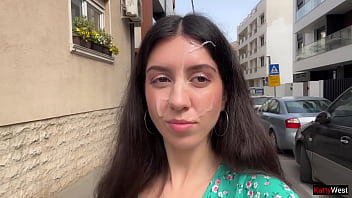 Hottie lost the game and had to walk with cum on her face cumwalk