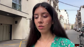 Hottie lost the game and had to walk with cum on her face cumwalk