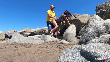 Inked nymphomaniac latina teen bitch seduce her driver to fuck at public beach