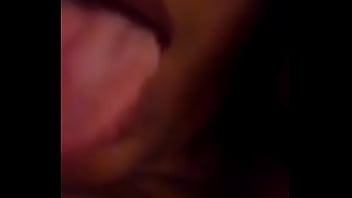 Her tongue and titty teasing him