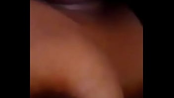 Her tongue and titty teasing him