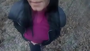 Blow job in the woods with my husband friend down jacket fetish 249i received a new down jacket from my husband so i wa