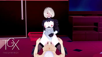 Anime hentai game gaming 2b sexy robot android girl hardcore sex in all positions and deep throat