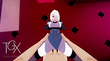 Anime hentai game gaming 2b sexy robot android girl hardcore sex in all positions and deep throat