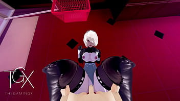 Anime hentai game gaming 2b sexy robot android girl hardcore sex in all positions and deep throat