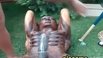 Skinny brunette small tits masturbate outdoor