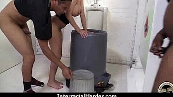 White girl spit roasted by big black cock 12