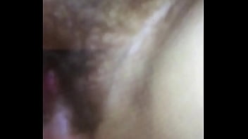 Slow motion cum in my wife hairy pussy