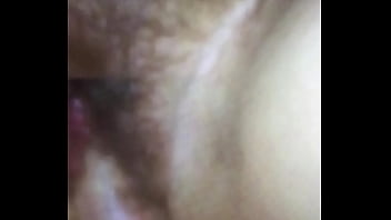 Slow motion cum in my wife hairy pussy