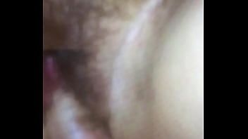 Slow motion cum in my wife hairy pussy
