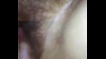 Slow motion cum in my wife hairy pussy