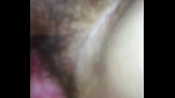 Slow motion cum in my wife hairy pussy