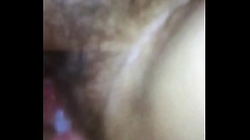 Slow motion cum in my wife hairy pussy