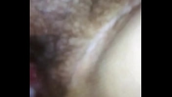 Slow motion cum in my wife hairy pussy