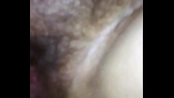 Slow motion cum in my wife hairy pussy