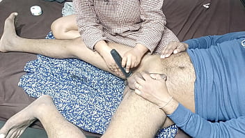 Stepmom trimming my cock hair