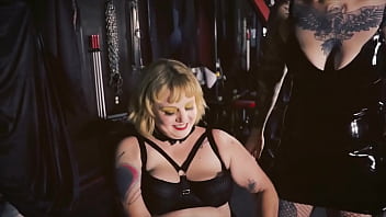 Bbw bound and spit roasted by two lesbian dommes