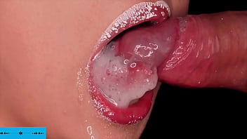 Sloppy blowjob with cum play cum two times in my mouth asmr close up