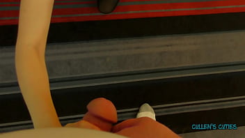 Sandra puts the whole thing in her mouth