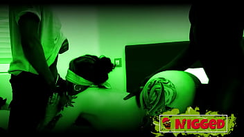 A beautiful young woman goes on a blind date enters a dark room and fucks two black guys inna black's interracial threesome in nigged