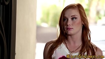 Teen rides cock in 3way