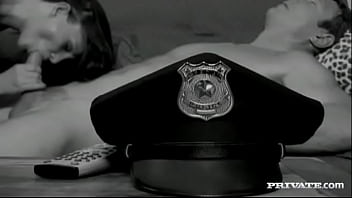 Police woman natali talks to a man before sucking and fucking him