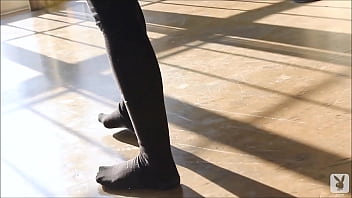 Dancing girl shows off her moves in a black thong