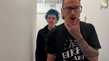 Full my boyfriend's friend filled my pussy with cum and he saw