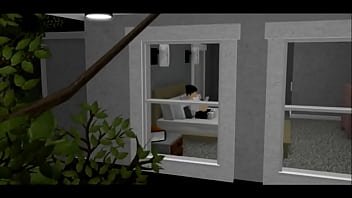 Blonde robloxian girl has sex with dark brunet robloxian boy