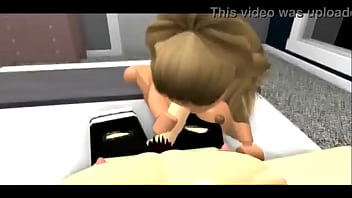 Blonde robloxian girl has sex with dark brunet robloxian boy