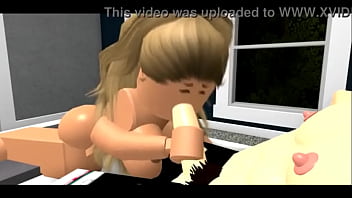 Blonde robloxian girl has sex with dark brunet robloxian boy