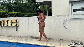 Sayafit seduces neighbor in a beautiful bikini and her big latina ass by the pool anal Sayafit seduces neighbor in a beautiful bikini and her big latina ass by the pool anal