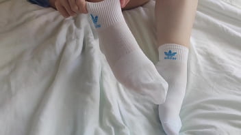 Sockjob in white socks is the best way to start my day