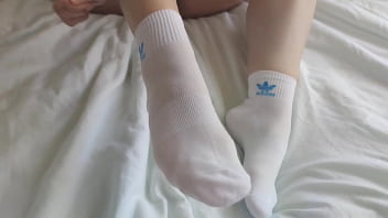 Sockjob in white socks is the best way to start my day