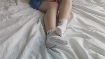 Sockjob in white socks is the best way to start my day