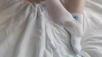 Sockjob in white socks is the best way to start my day