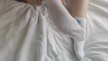 Sockjob in white socks is the best way to start my day