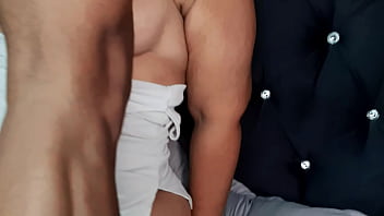 My stepmother gives me a footjob