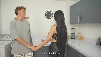 Facesitting threesome—my stepson introduces me to his cute girlfriend and i teach him how to fuck her tight pussy hard