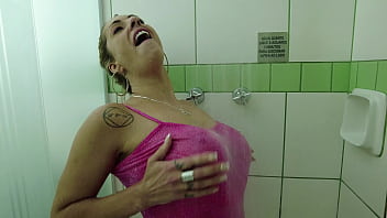 Blonde milf sexy shower before sucking and fucking