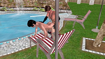 Animated 3d sex cute lesbian girl ducking another girl from behind