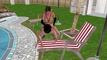 Animated 3d sex cute lesbian girl ducking another girl from behind